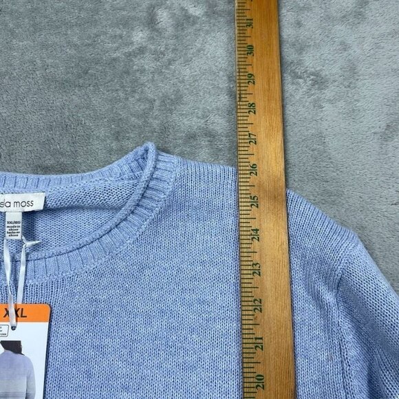Ella Moss XXL Blue Stripe Crewneck Sweater Women’s Lightweight Knit d0377 - Picture 5 of 8